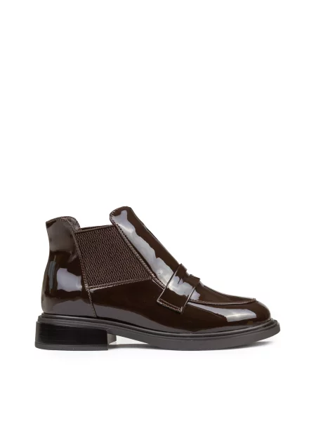 Кожаные лаковые ботинки челси Alex Bell коричневые