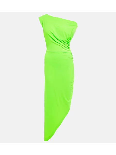 Mała sukienka mini Norma Kamali asymetryczna garniturowa zielona