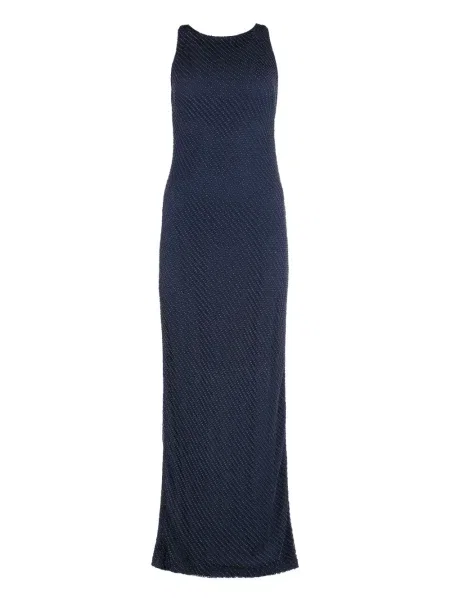 Maksi sukienka maxi Lauren Ralph Lauren z koralikami garniturowa niebieska