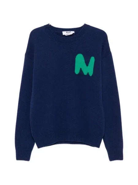 Pulover Msgm cu broderie albastru
