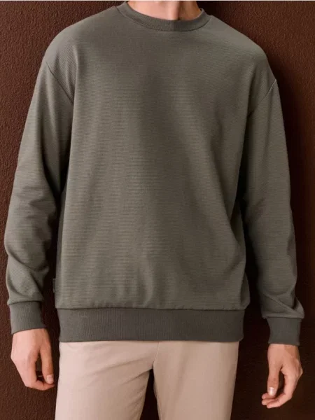 Sinsay Bluza crewneck basic zielony