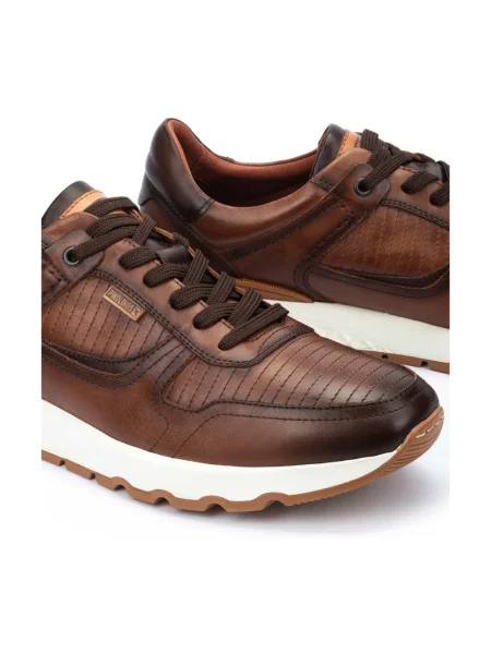 Sneakersy Pikolinos sznurowane skórzane brązowe