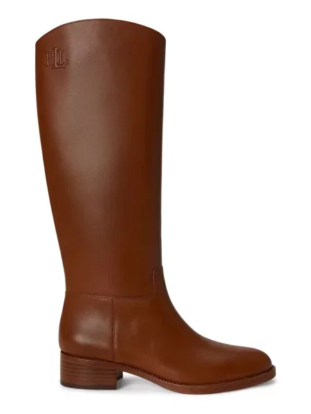 Lauren Ralph Lauren čižmy dámske kožené Kyle hnedá