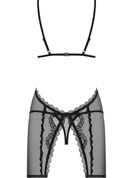 Комплект: пеньюар и трусики Комплект_Obsessive_Millagro_chemise чорний