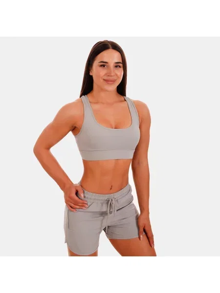 Biustonosz sportowy z wkładkami Mesh Panel szary