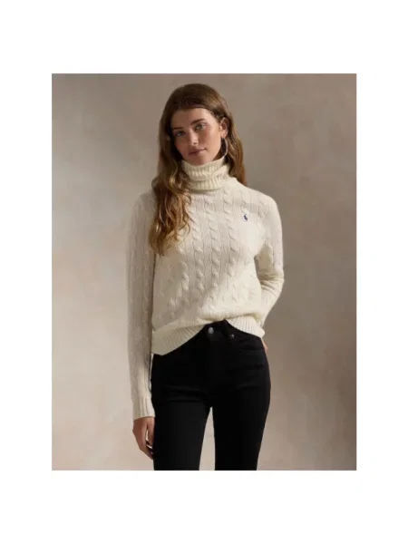 Polo Ralph Lauren Wełniany sweter z zawartością kaszmiru Kobiety Kaszmir jednolity S biały
