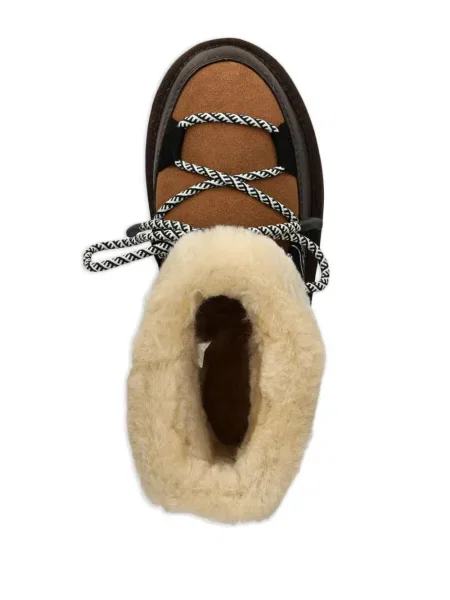 Buty do kostki Emu Australia sznurowane koronkowe o krotszym kroju brązowe