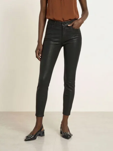 7 For All Mankind Coated Džíny The Ankle Skinny coated black černé