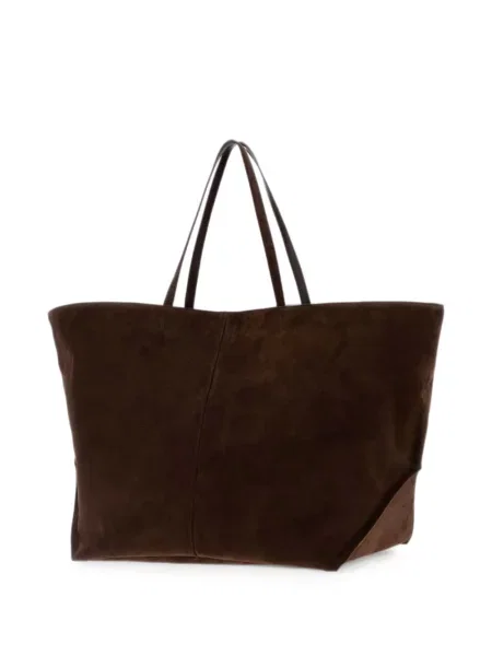 Geantă shopper Jil Sander din piele de căprioară maro