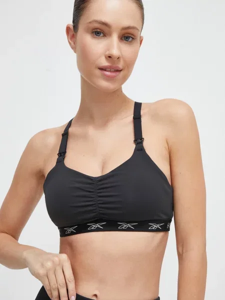Спортен сутиен за кърмене Reebok MATERNITY с изчистен дизайн черно
