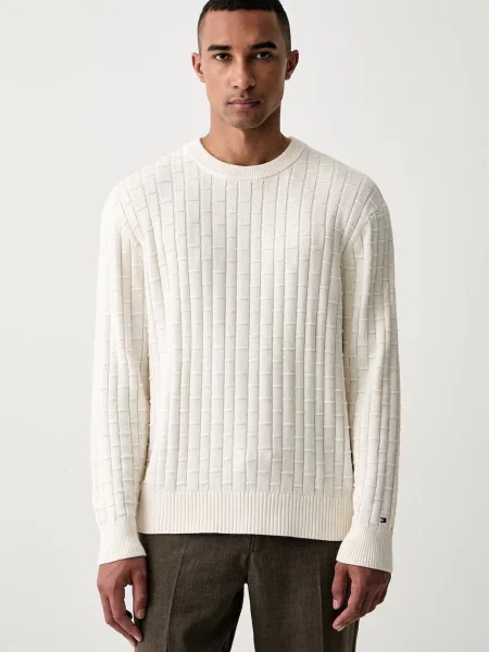 TOMMY HILFIGER Pulover alb murdar bej