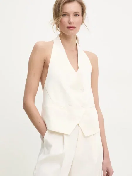 Answear Lab kamizelka dwurzędowa beżowy