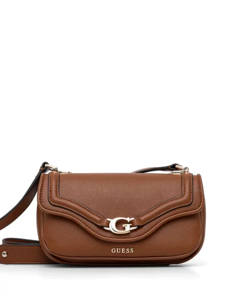 Crossbody táska Guess autogrammal barna