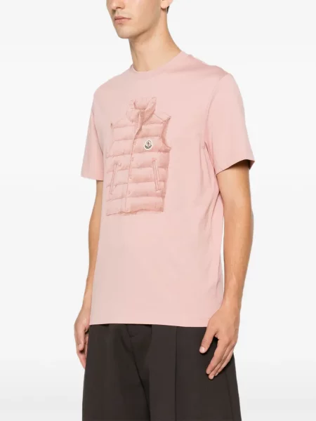Siuvinėtas marškinėliai Moncler rožinė