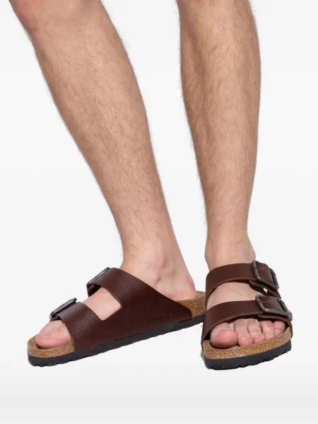 Кожени сандали Birkenstock с катарама кафяво