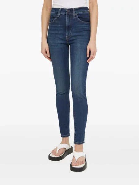 Skinny jeansy skinny Levi's 721 retro w kratę niebieskie