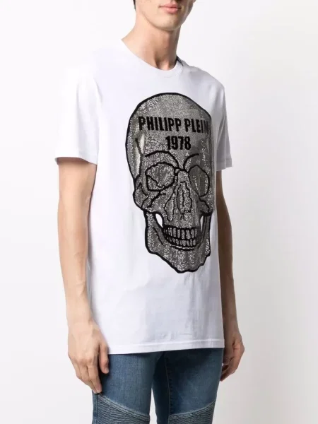 Křišťálové tričko Philipp Plein bílé