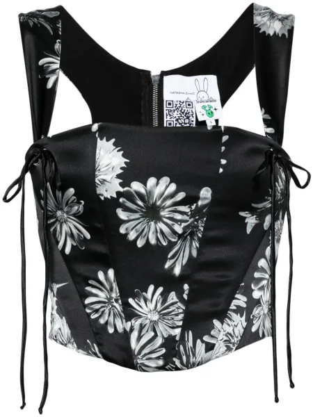Top Natasha Zinko cu model floral cu imagine negru