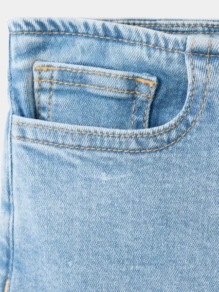 Jeansy flare bez paska w talii średni Dzieci 8 MANGO KIDS niebieski