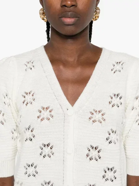 Cardigan Twinset cu model floral alb