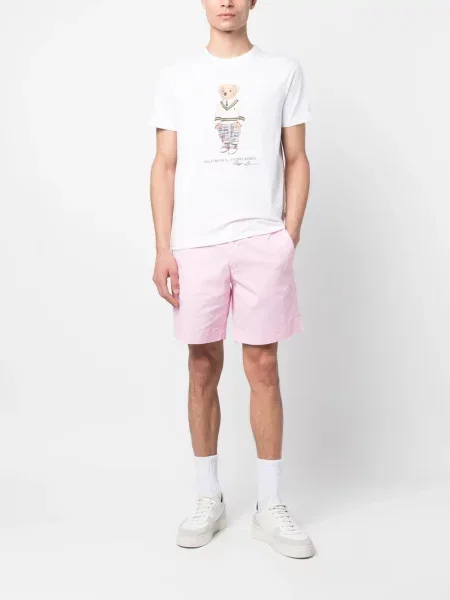 Kąpielówki Polo Ralph Lauren klasyczne ze sznurkiem z nadrukiem niebieskie