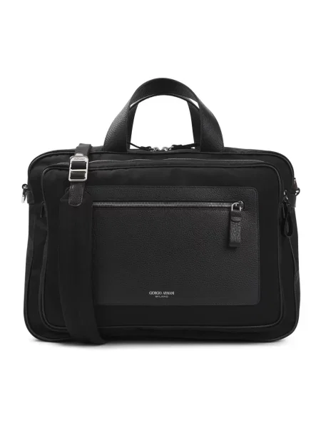 Teczka Giorgio Armani skórzana czarna