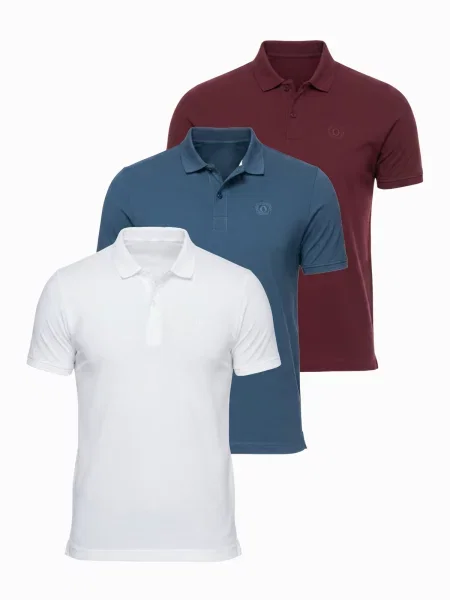 Tricou polo Ombre alb