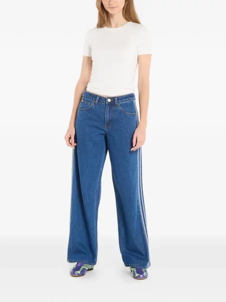 Spódnica w paski Adidas w paski niebieska