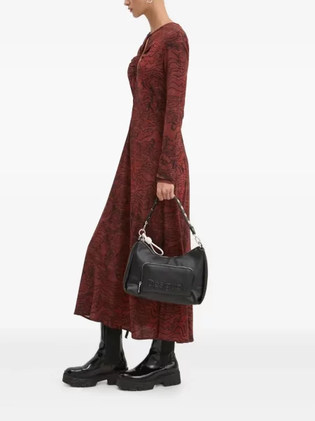 Rochie midi Desigual cu imagine până la genunchi de costum roșu