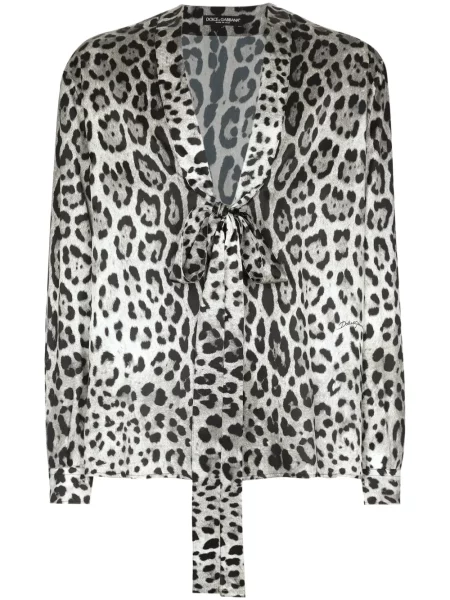 Cămașă Dolce & Gabbana cu imagine cu model leopard gri