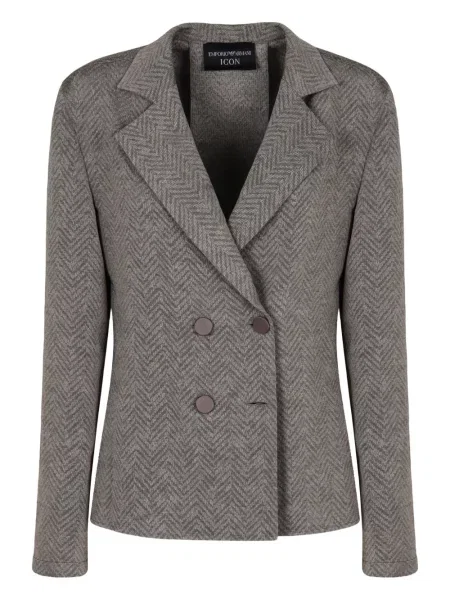 Geacă Emporio Armani cu model herringbone gri