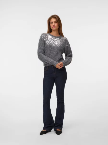 VERO MODA Pulover VMNovah închis / argintiu gri