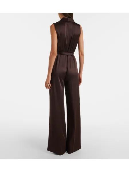 Cu centură salopetă Max Mara din satin maro