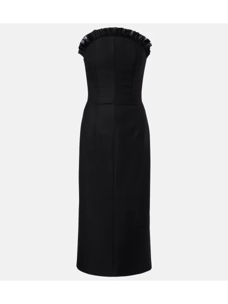 Sukienka koktajlowa Mcqueen wełniana garniturowa czarna