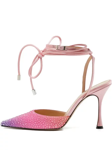 Saténové křišťálové lodičky Mach & Mach růžové