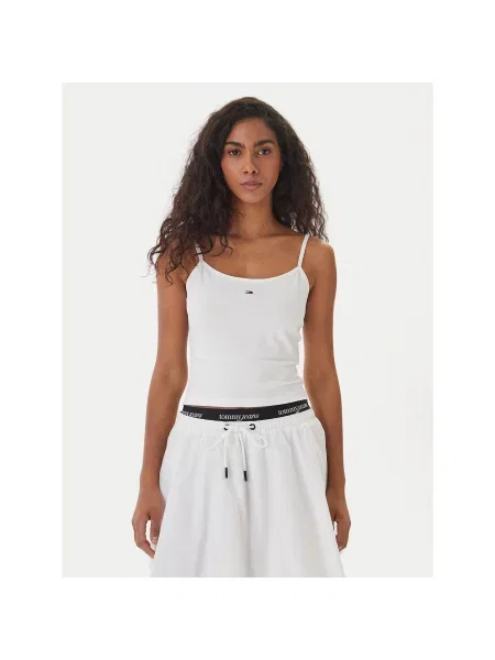Tommy Jeans Top ESSENTIAL mornarska bela