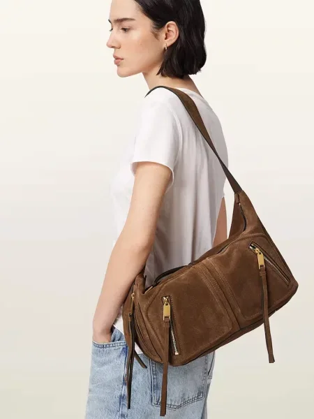 Замшевая сумка хобо Allsaints