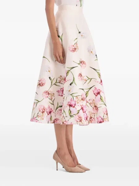 Fustă midi Oscar De La Renta cu imagine în linie A