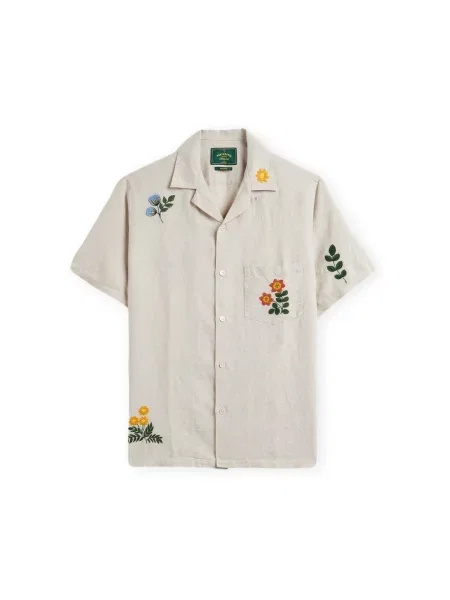 Flanelová košile Portuguese Flannel s výšivkou béžová