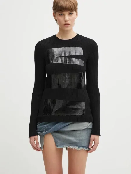 Maison Margiela pulover din amestec de lână light negru