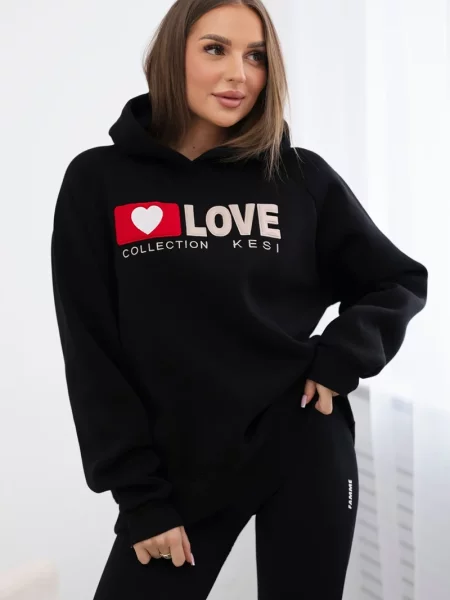 Bluza z kapturem Kesi ocieplana czarna