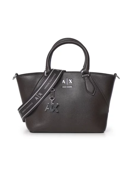 Armani Exchange torebka shopper z imitacji skóry czarna