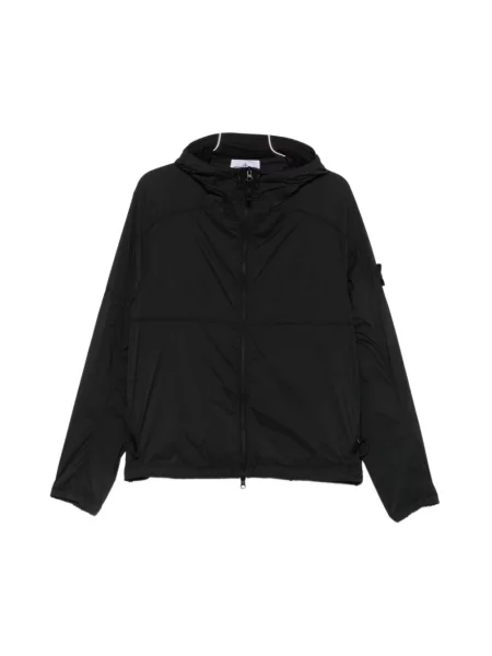 Kurtka Stone Island z kapturem z kamieniami ze stretchu czarna