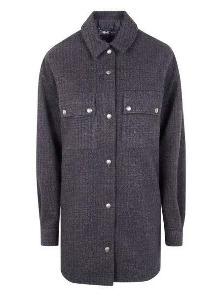 Kurtka Drhope w kratkę z nadrukiem szara