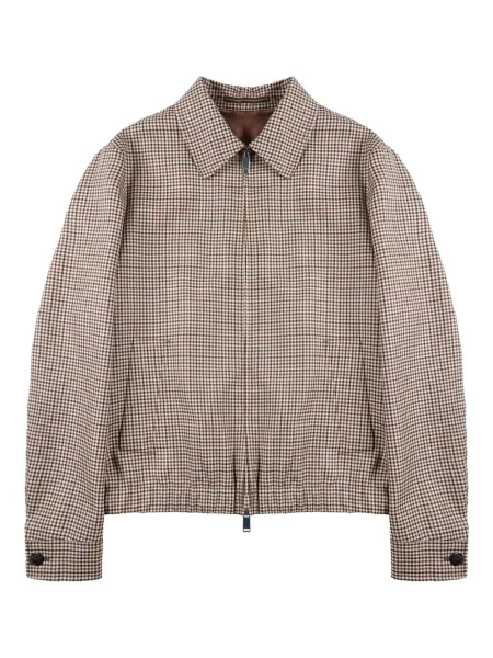 Карирано яке тип бомбър Incotex кафяво
