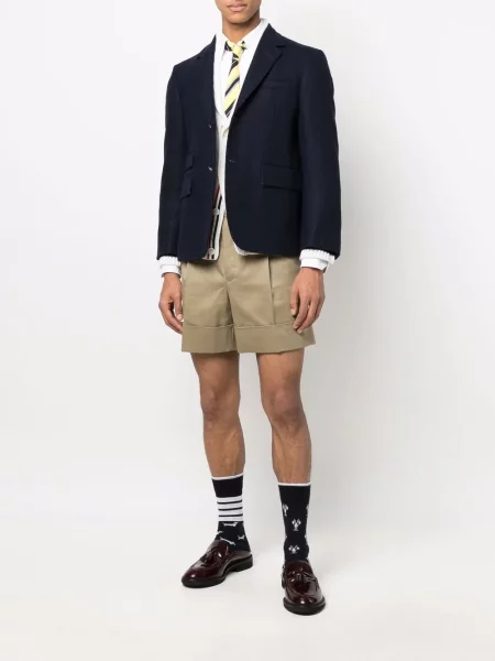 Cardigan Thom Browne cu dungi tricotate alb