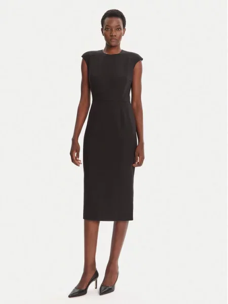 HUGO Cocktail obleka Karami črna