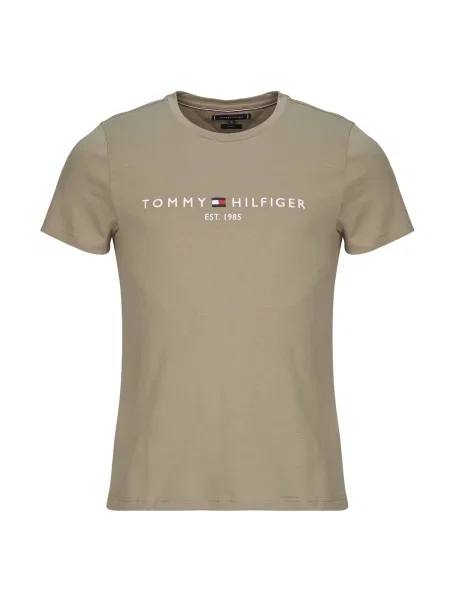 Tricou Tommy Hilfiger cu autograf bej