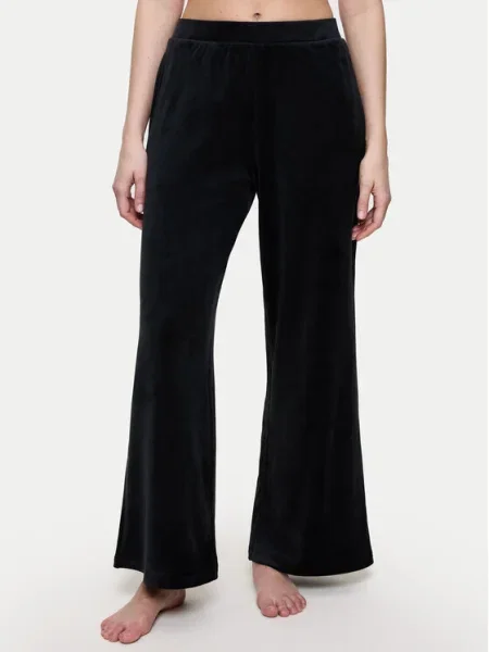 Triumph Pantaloni pijama Sensual Velour Wide Leg negru