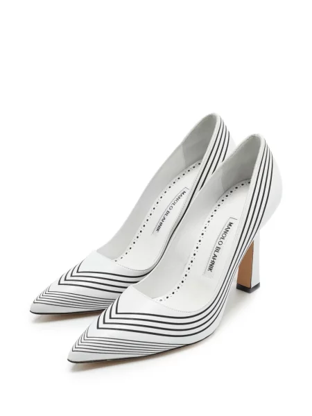 Pantofi cu toc Manolo Blahnik cu dungi alb
